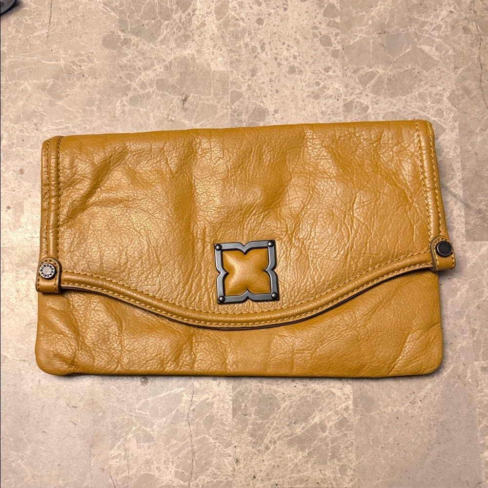 Mustard Yellow Leather Clutch